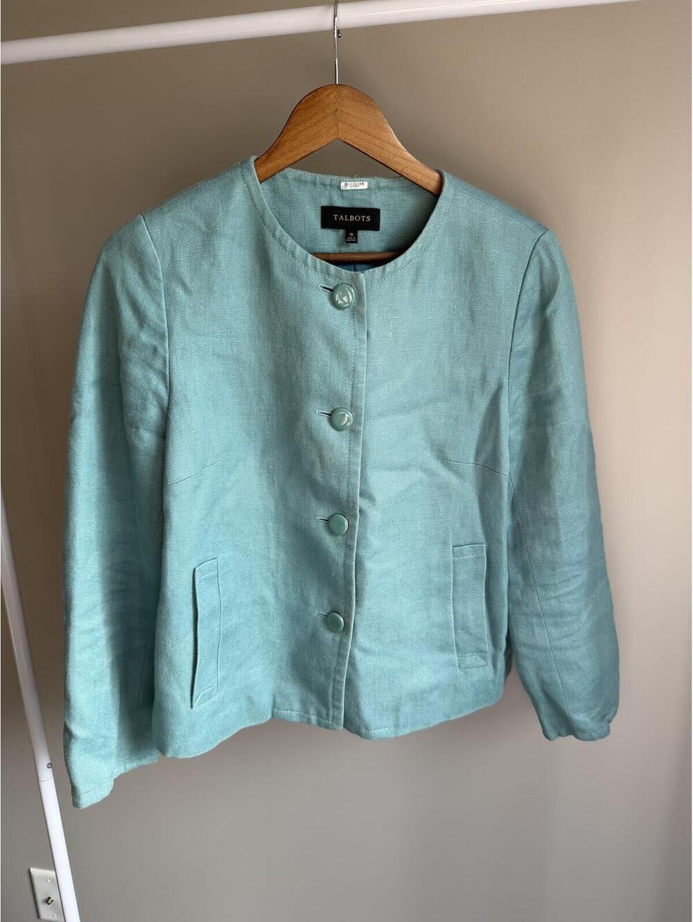 Talbots 100% linen button down blazer jacket